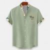 Men's Coconut Tree Tropical Plants Flowers Summer Hawaiian Shirt Button Up Shirt Stand Collar Shirt Short Sleeve