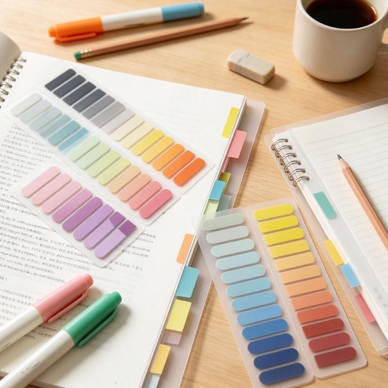 Translucent Stick Tabs with Writable Selves-Adhesive Surfaces, Multicolor Gradient Page Markers for Note, Tasks, and Document Organization