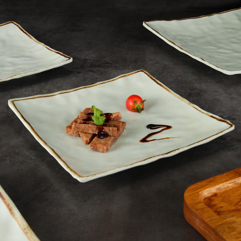 Melamine Imitation Porcelain Square Plate for Cold Dishes, Stir-fry, or Rice - Ideal for Hotels and Restaurants.