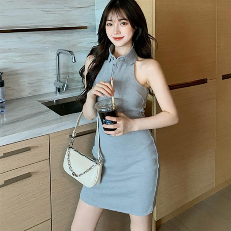 IELGY Women's New Summer French Slim Waistband Hip Dress