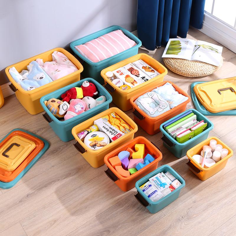 Plastic Sundries Storage Box with Handle Large Capacity Desk Organizer for Cosmetics Jewelry Toys Snack Clothes Storage Basket
