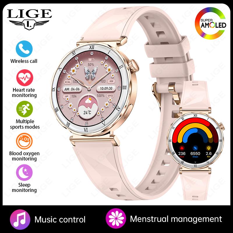 

Voice Calling Smart Watch Fashion Diamond Lady Wristwatch AMOLED Always On Display Health Monitor Women Fitness Smartwatch Always On Display розовый