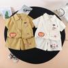 Boys' Trendy Summer 2026 Cartoon Outfit: Short-Sleeved Shirt & Shorts Set