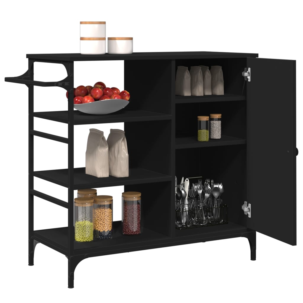 Kitchen Trolley Black 87.5 x 38.5 x 84.5 cm Engineered Wood