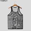 INCERUN Summer Men Sleeveless See Through Mesh Sheer Party Club Tank Tops