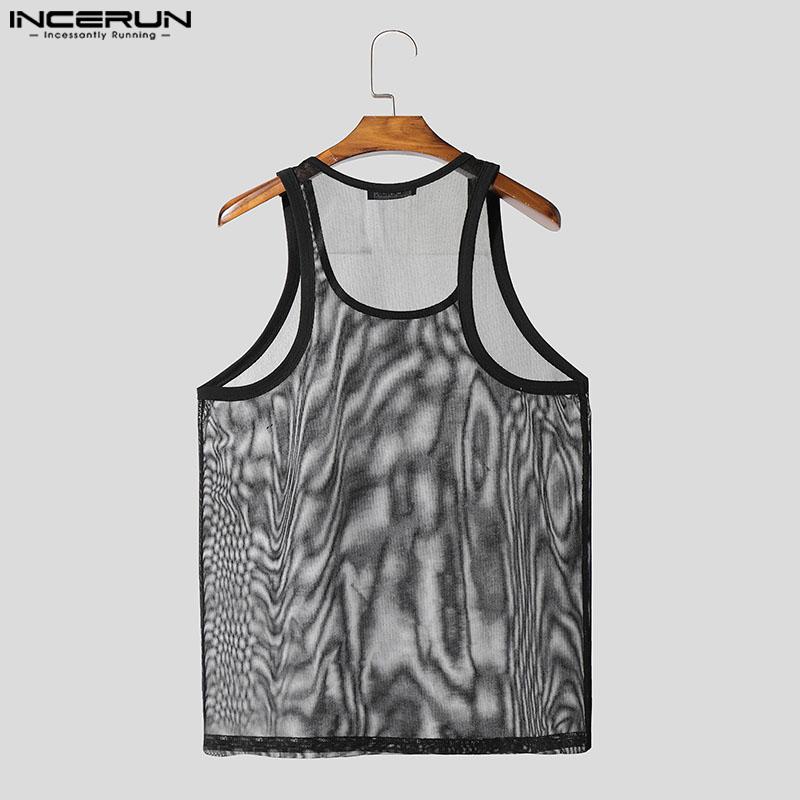 INCERUN Sommer Herren Ärmellos Durchsichtig Mesh Transparent Party Club Tanktops