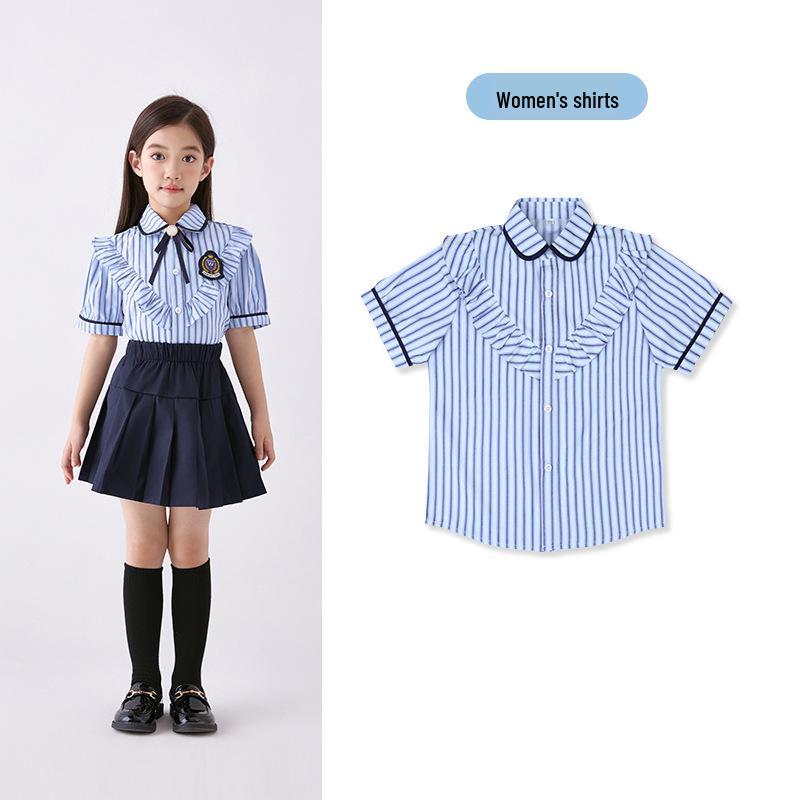 

Синий комплект летней формы в британском стиле для выступлений в детском саду и начальной школе 100cm