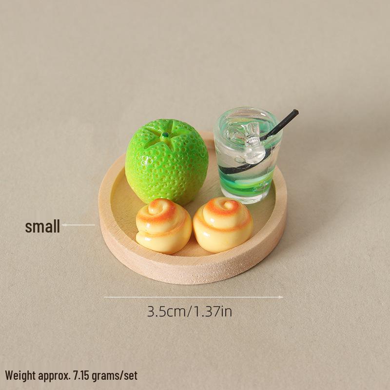 Miniature Fruit Tray Toy with Resin Oranges