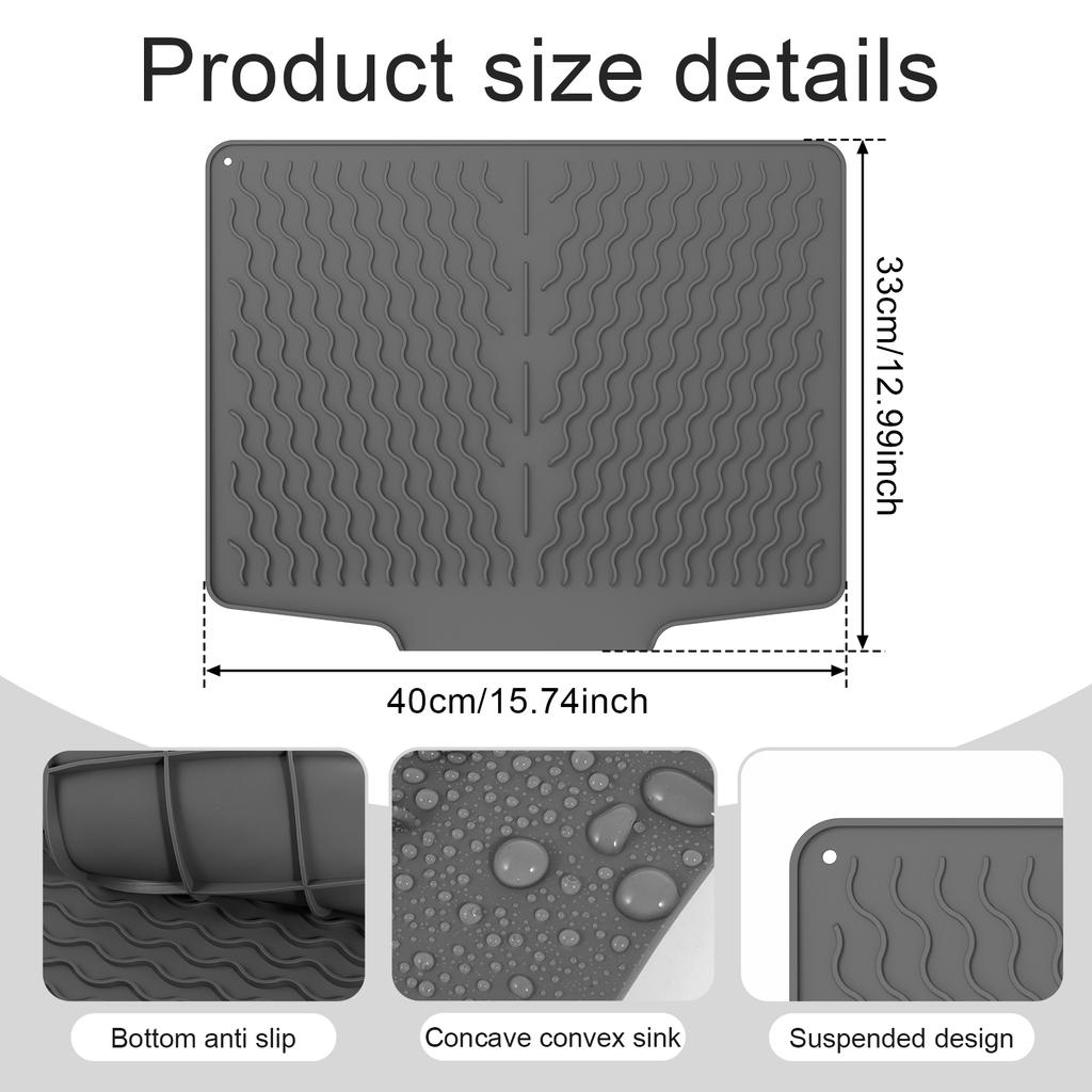 Silicone Dish Drying Mat Heat Resistant Silicone Drying Mat Reusable Nonslip Dish Drying Pad for Countertop Dishes Utensils 2025
