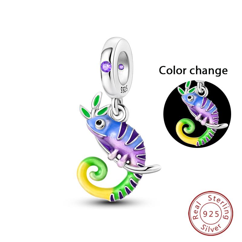 100% Copper Colorful Chameleon Animal Charms Beads Fit Qikaola Original Bracelets Diy Birthday Jewelry Making