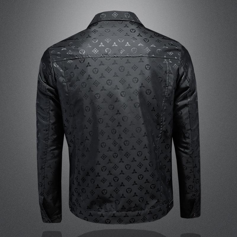 Spring and Autumn New Printed Lapel Jacket Men's European Station Fashion Trend Slim-fit Versatile Casual Jacket JK9033