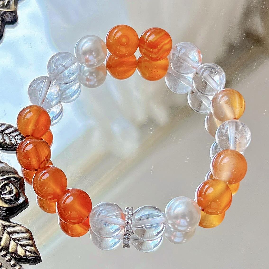 10Mm Natural White Crystal Chalcedony Artificial Crystal Pearl Design Bracelet Bracelet