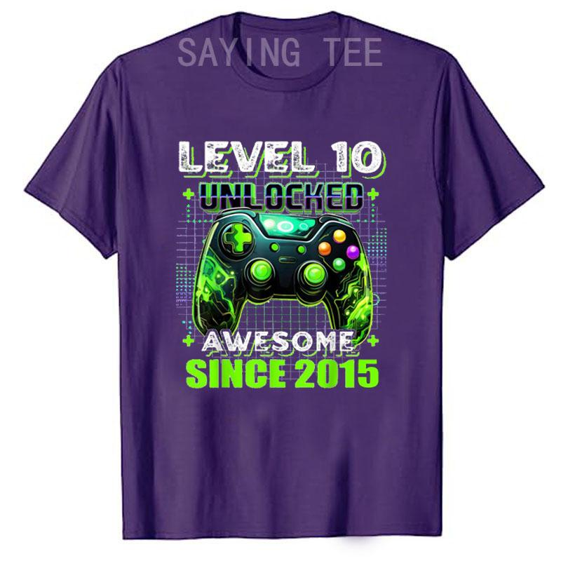 10. Geburtstag Gamer 10-jähriger Lustiger Bday Junge Sohn T-Shirt Level 10 Freigeschaltet Fantastisch Seit 2015 Videospiel-Controller Spruch T-Shirt