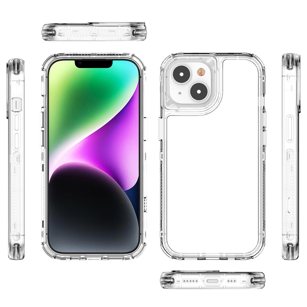 For iPhone 14 Plus/15 Plus Case Acrylic+TPU Anti-drop Clear Phone Cover