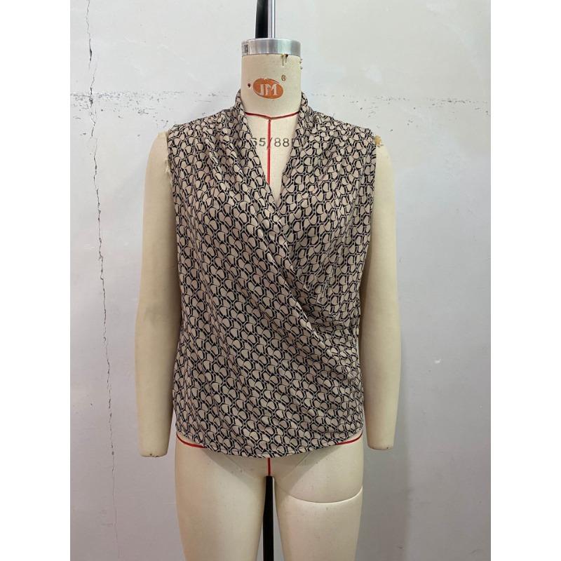 Minimally Casual Vacation Style Sleeveless Geometric Printed Women’s Blouses & Shirts