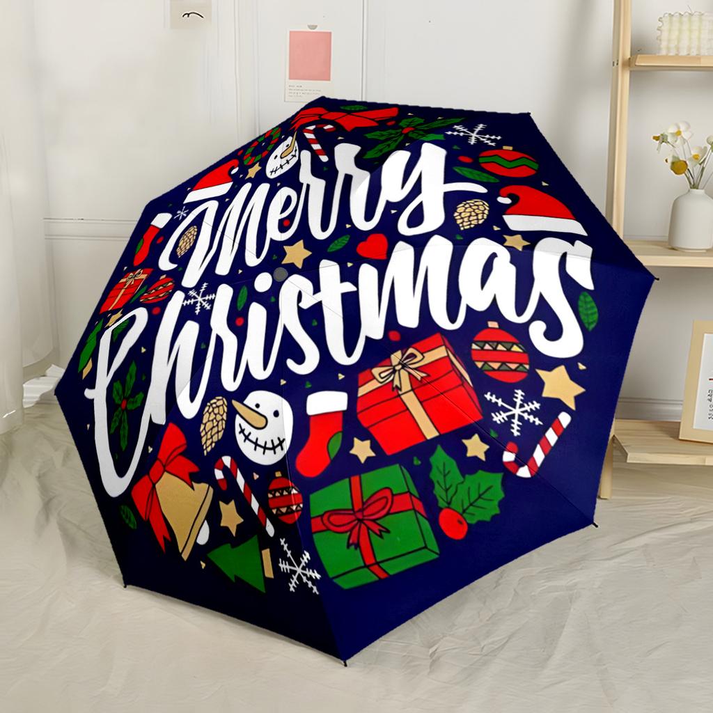 Christmas Magic Scene Outdoor Automatic Umbrella Compact 8-Rib Lightweight Compact Design Travel Essential Elegant Umbrella Wedding Party Gift