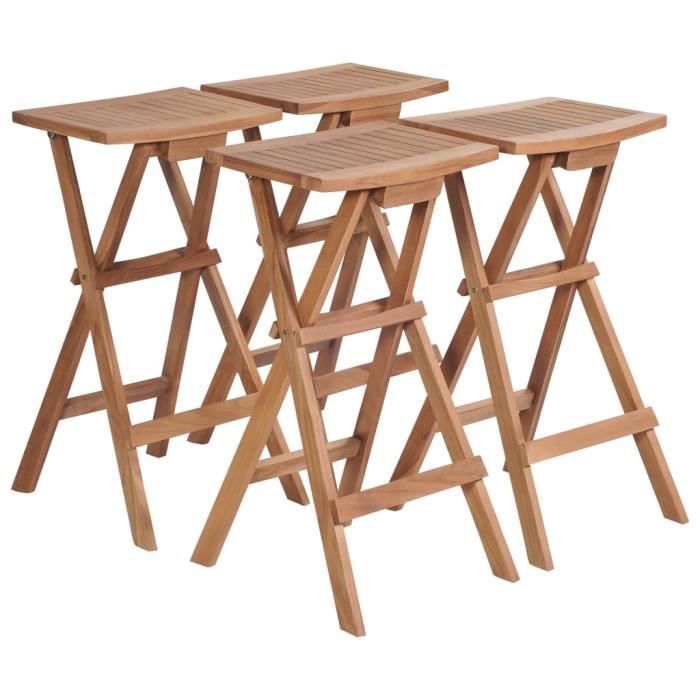 VidaXL Tabourets de bar pliables 4 pcs Bois de teck massif 44728