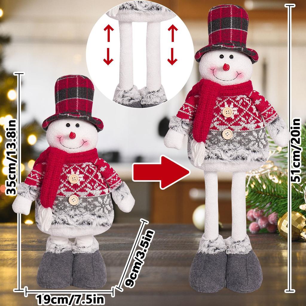 Christmas Snowman, Elderly Man, Reindeer Doll Toy Decoration, Christmas Extendable Standing Posture Figurine Decoration Gifts