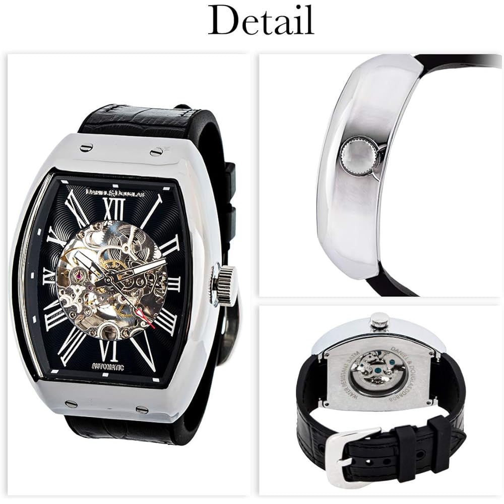 Daniel & Douglas DD8808 Analog Automatic Skeleton Watch Men's Black