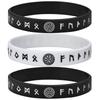 Vnox 12mm Silicone Bracelet for Men, Soft Rubber Silicone Wristband, Nordic Viking Compass Rune Almut Bangle Set