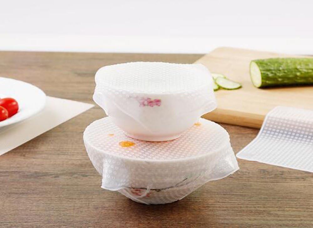 SUNZEMIN Silicone Reusable Food Silicone Bowl Refrigerator Safe Wrap, Wrap, Cover, (5, 30x30cm)