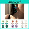 E9626 Elegant And Trendy Geometric Earrings With Colored Gemstones
