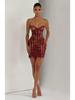 2026 Spring/Summer Women's Lace Bandeau Striped High-Waisted Slimming Dress