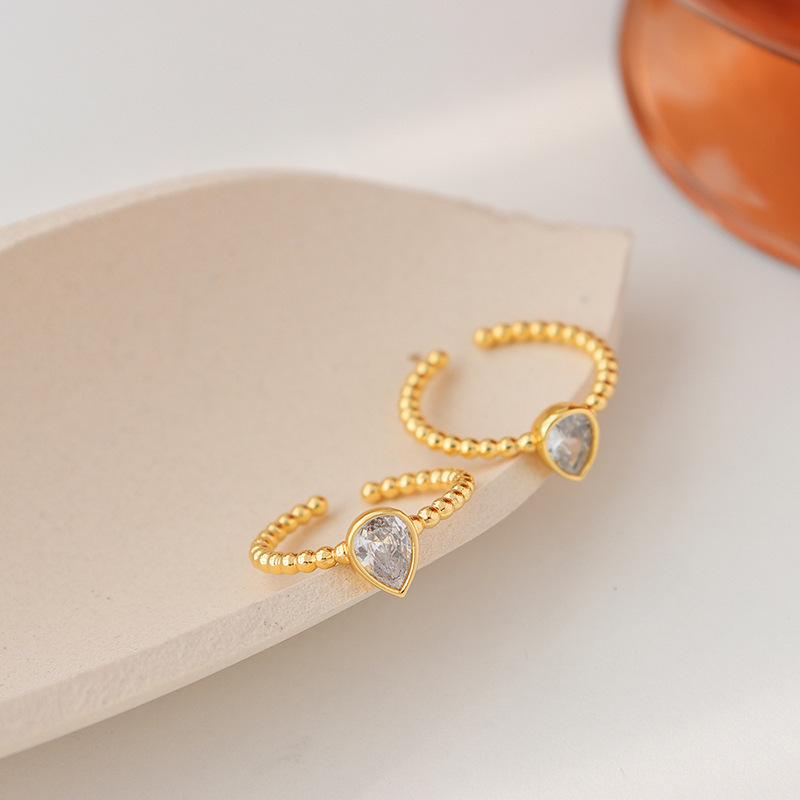 Minimalist Rhinestone Water Drop Index Finger Ring