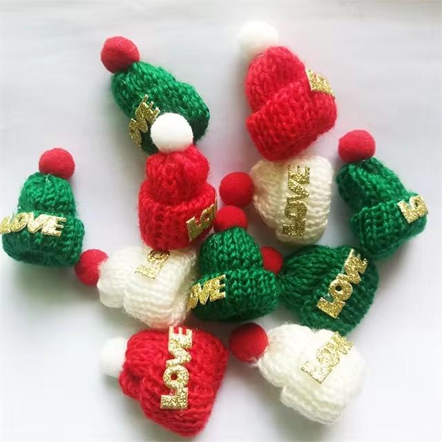 15pcs/set Mini Knitted Christmas Hat Suitable For Mini Toy Doll Wear DIY Decorative Christmas Hat Multiple Styles To Choose From