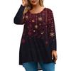 Women's Fashionable Casual Long Sleeved Plus Size  Print Top Plus Size Floral Print Top