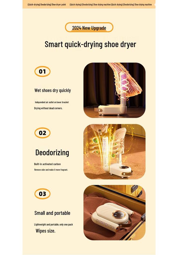 Portable Foldable Shoe Dryer with Timer - Deodorizing and Compact Shoe Warmer