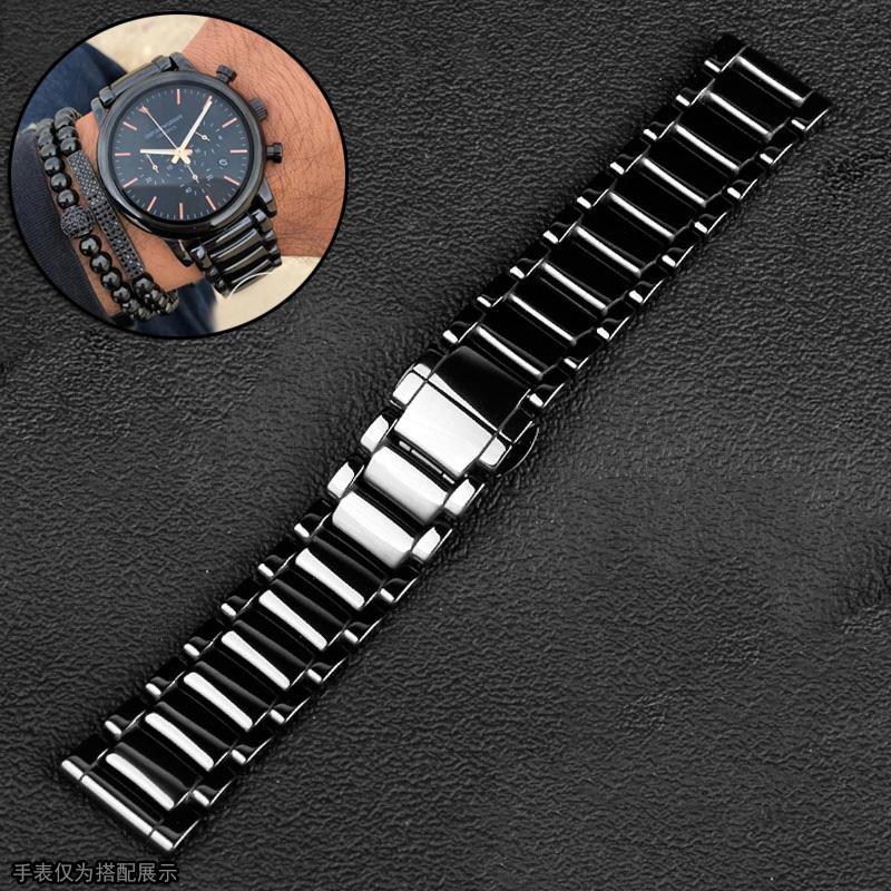 Klassisches Uhrenarmband aus Edelstahl, 20 mm, 22 mm, schwarzes Uhrenarmband für Armani Black Warrior AX7105 AR1970 für Huawei Watch Gt2/3