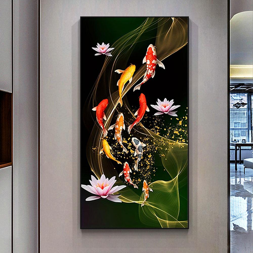 Beautiful Chinese Red Koi Carp Canvas Painting Perfect Home Decor To Bring Luck and Prosperity Prints Posters For Home Wall Art