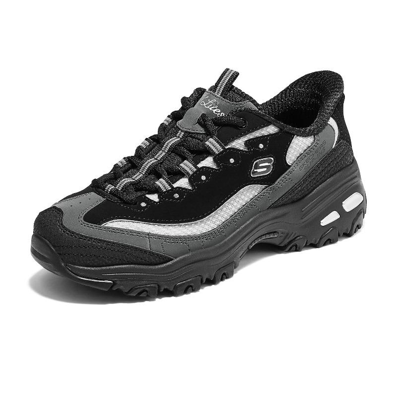 Skechers Women Black Grey Low Top Dad Shoes Breathable Support 150866-BKCC