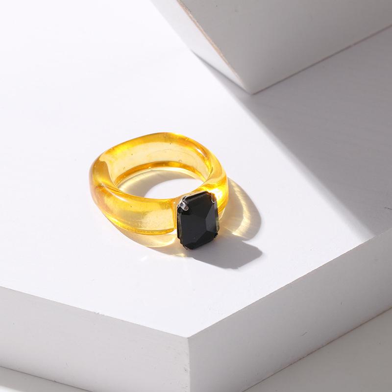 Fashion Simple Inlaid Colorful Zircon Resin Ring Women Sweet Cute Birthday Party Commemorative Jewelry Gift