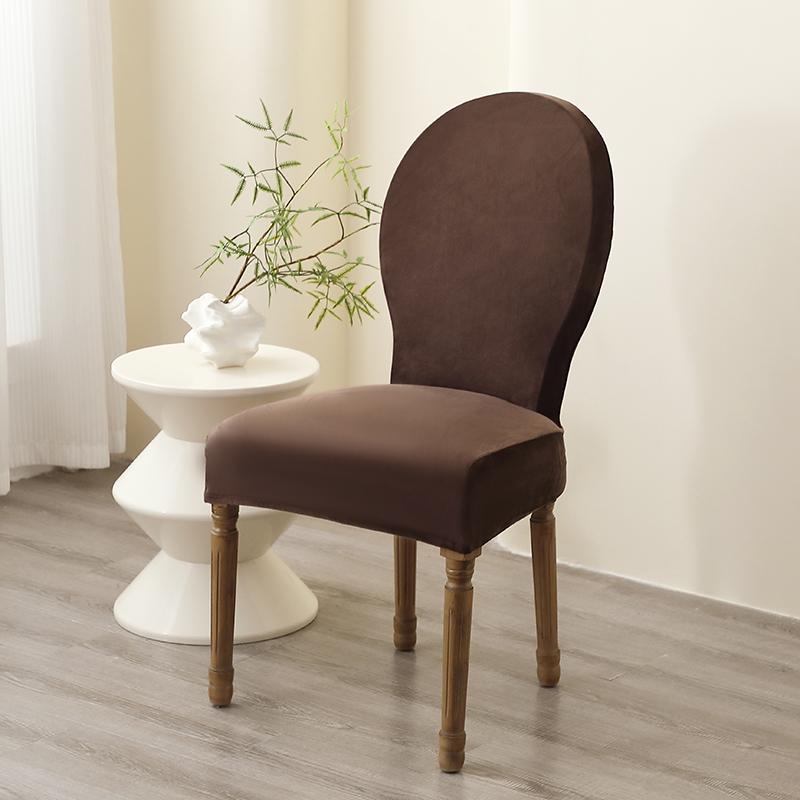 1/2pcs Soft Velvet Round Back Chair Cover Elastic Jacquard Dining Room Chair Slipcover Furniture Protector for Kitchen Wedding