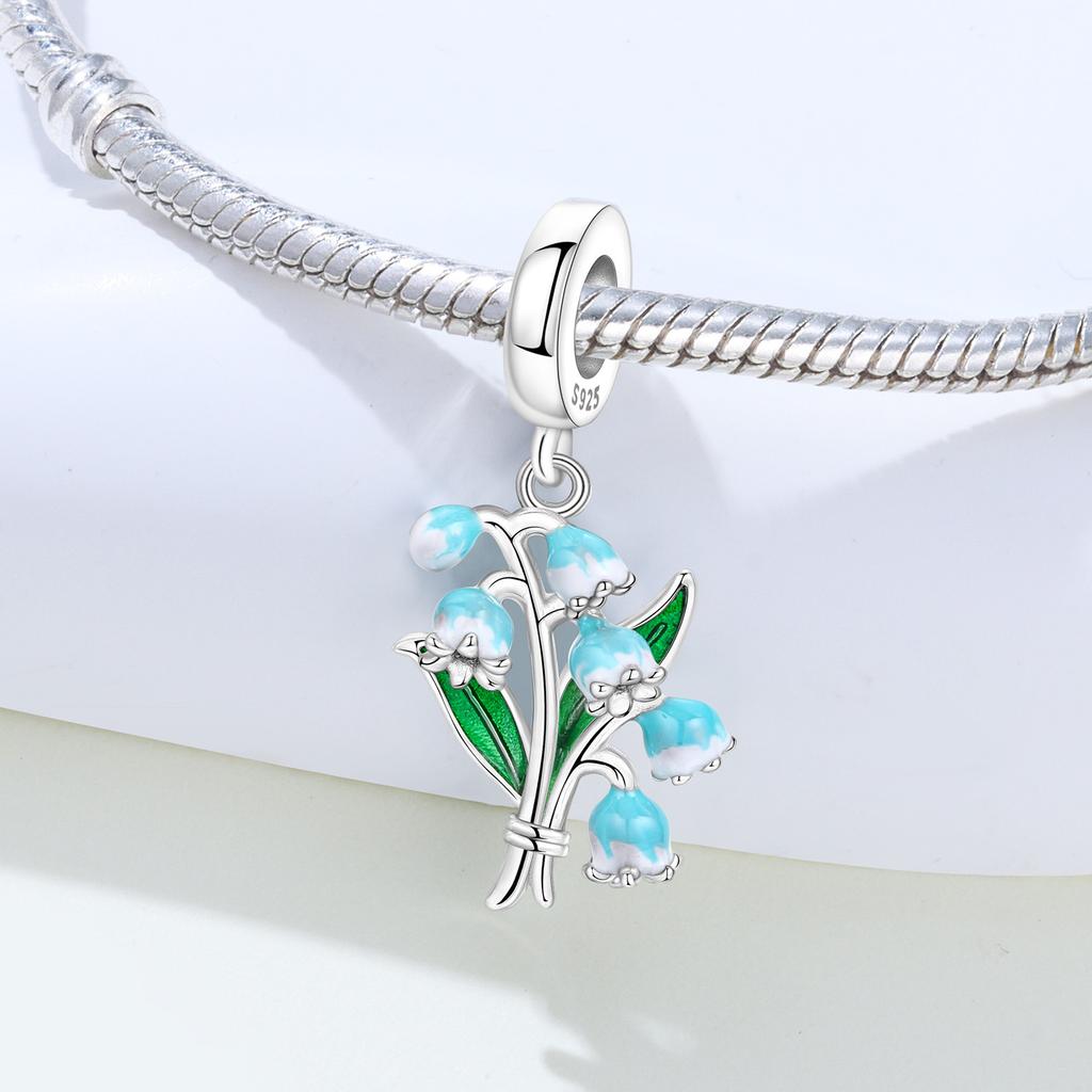 Copper Fresh Beautiful Bellflower Original Pendants Bracelet Charms Jewelry Party Beads Diy Trendy Gift