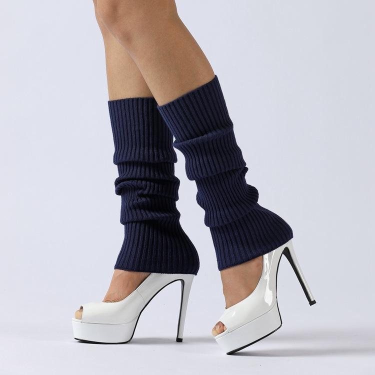 Women Ribbed Knit Leg Warmers, Slouchy Knee High Boot Cuffs, Stretch Knitted Leg Covers for Yoga Ballet Dance Fitness Autumn Winter