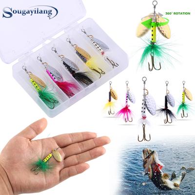 Fishing Baits Set Lifelike Crank Baits Tackle Treble Hooks Rotating Metal Sequins Bait Hooks
