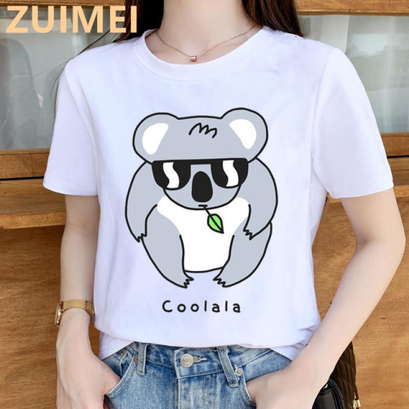 Funny Koala My Puns Are Nope Print Harajuku Top Women T-shirt Casual Ladies Basic O-collar Short Sleeved T-shirt Girl,Drop Ship