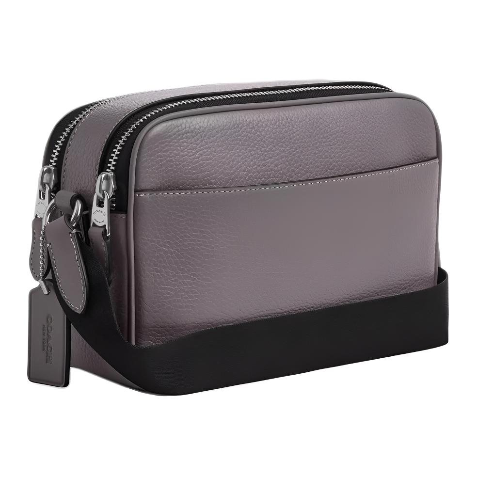 Coach Graham 23 Metal Logo Double Zipper Crossbody Bag Men crossbody bag Graphite CR771-SVGP