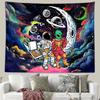 Trippy Astronaut Alien Space Tapestry Cool Galaxy Moon Pizza Print Wall Hanging For Teen Bedroom Dorm Room Decor Multiple Sizes