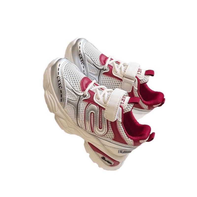 Mädchen Mesh Atmungsaktive Sneaker 2025 Frühling und Sommer Kinder Koreanische Version Weichsohlige Dad Shoes Jungen Klettverschluss Klassenkameraden