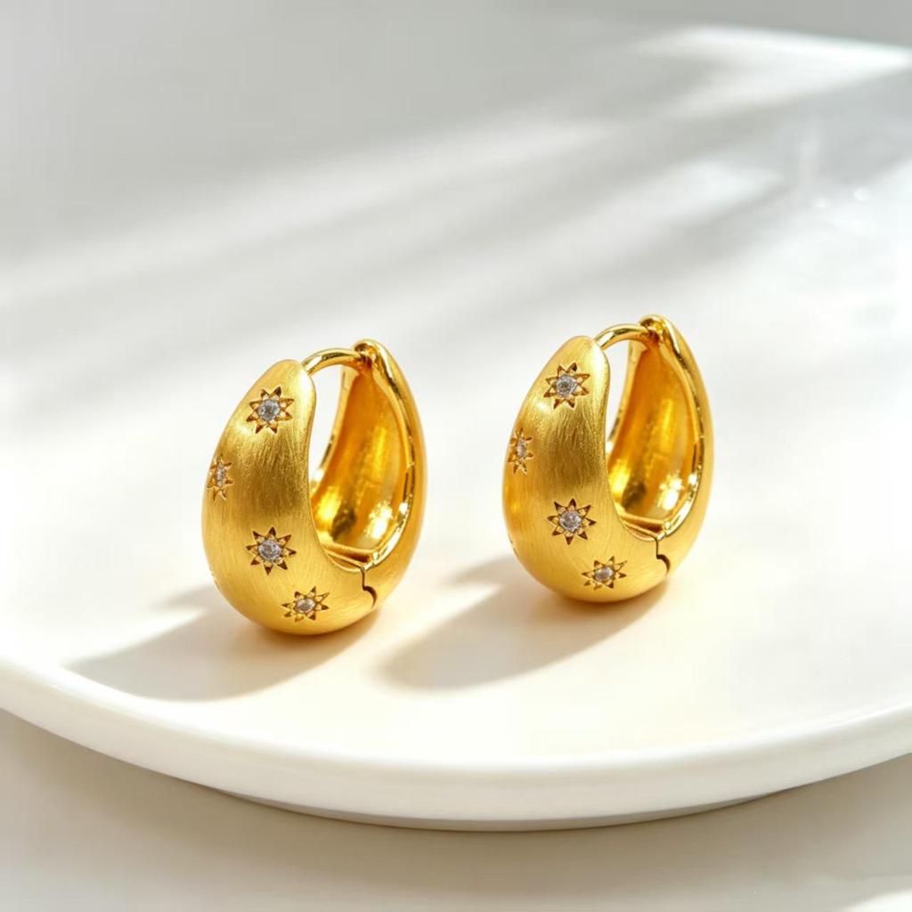 European & American Retro Eight-Pointed Star Zirconia Stud Earrings – High-End Fashion, Light Luxury, Versatile Accessories