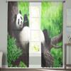Panda Green Forest Bamboo Cute Sheer Curtains For Living Room Bedroom Kitchen Window Voile Drapes Home Decor