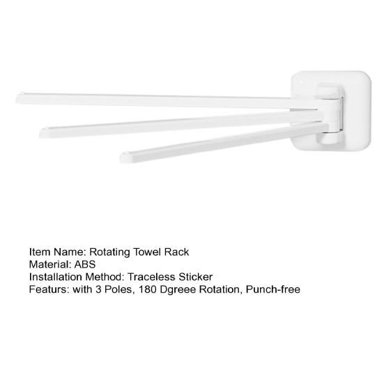 Rotating Towel Kitchen 3 Poles 180 Degree Bath Rotation Wall-mounted Punch-free Bathroom Rack Ball Dish Rag Utensil Holder