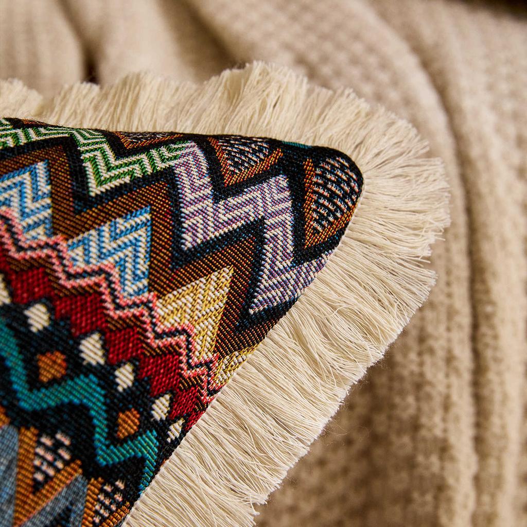 Ethnic-Style Cotton Linen Sofa Pillowcase Cojines Bohemian Headboard Backrest Cushion Cover Decoration Pillow Covers 45x45cm