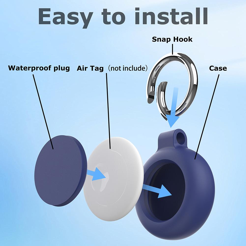 2 PCS Silicone Case for Apple AirTag Key Ring Cases Tags Chain Protective Keychain Cover Holder Case for Dog Collar Luggage Keys