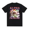 Alpha Male Vintage 90s Print Funny Cat Meme T-shirts Unisex Clothing Fashion Humor Short Sleeve T Shirts Pure Cotton Casual T-shirt