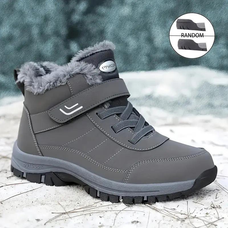 Cotton Shoes Men's Snow Boots Large Size Men's Boots Polyurethane Velcro Cotton Boots Piled Thickened Short Boots